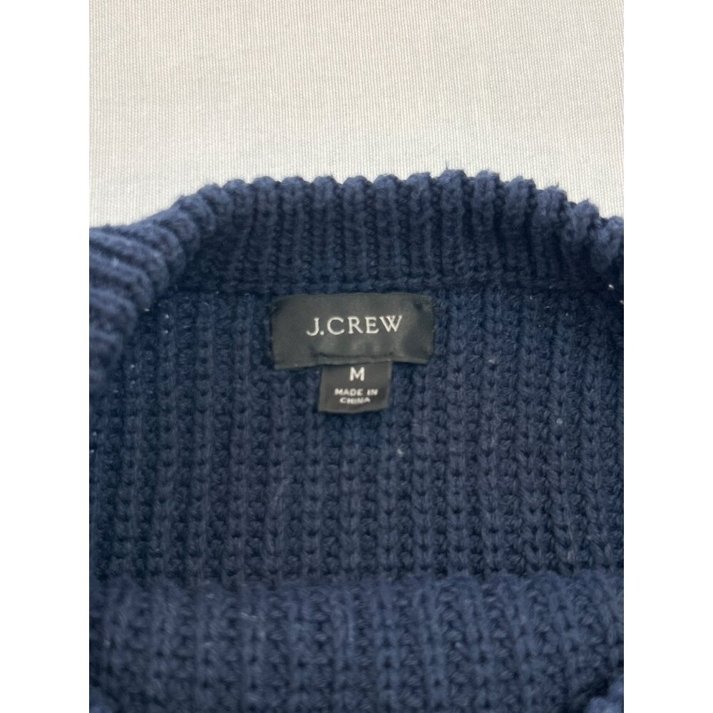 J. Crew Knit Sweater Womens M Crew Neck Cotton Navy White Striped - Picture 9 of 12